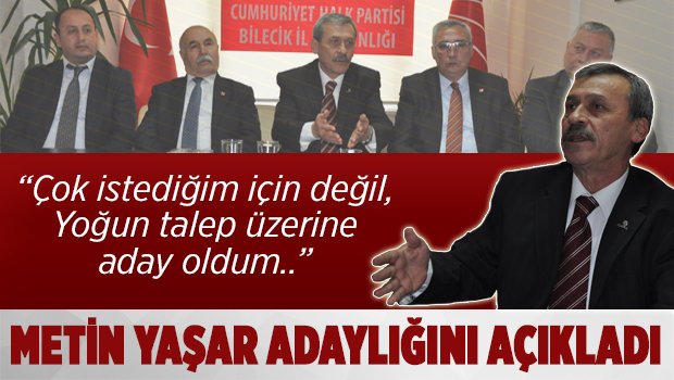 Metin Yaşar, Chp İl Başkanlığı Adaylığını Açıkladı