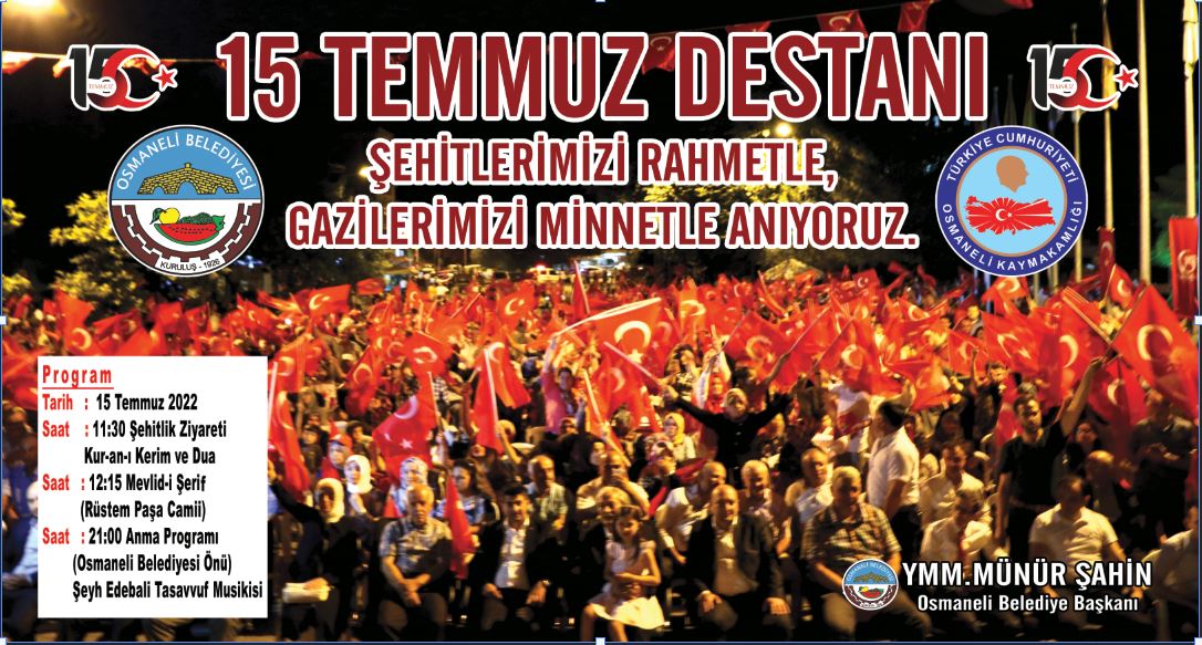 Osmaneli Belediyesi 15 Temmuz Mesajı